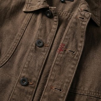 Brown denim military jacket