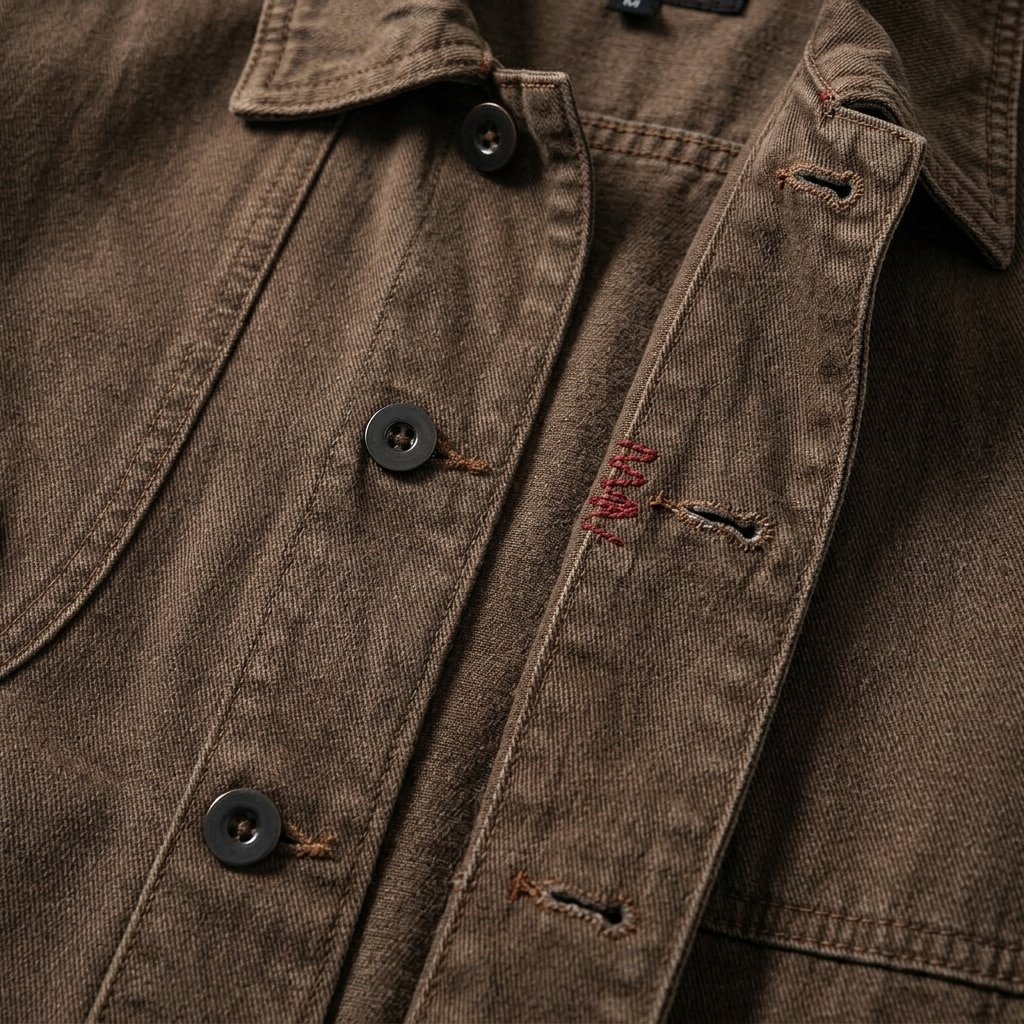 Brown denim military jacket