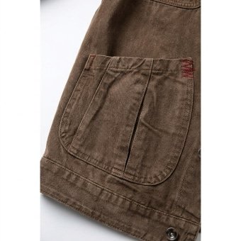 Brown denim military jacket