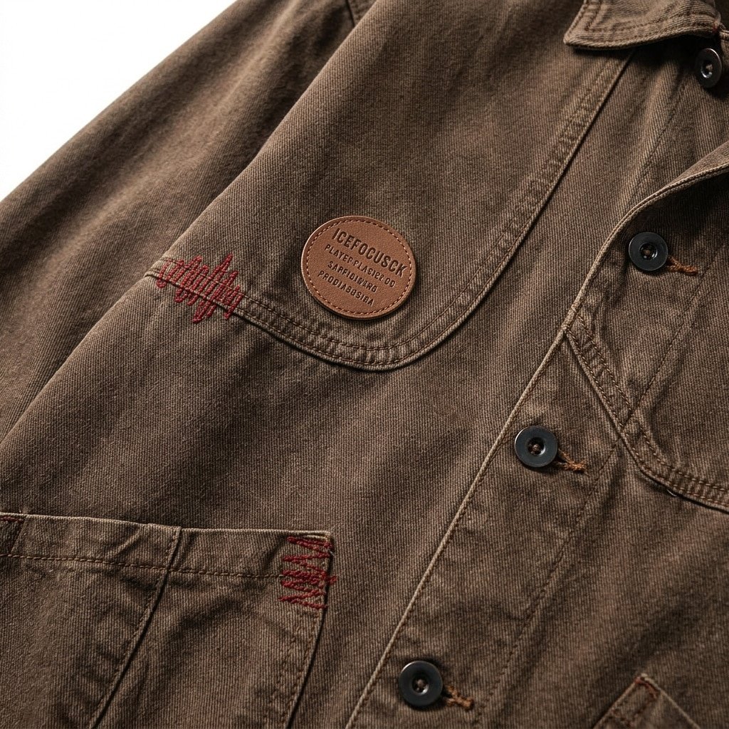 Brown denim military jacket