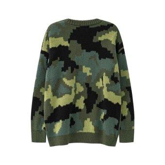 Camo print sweater Y2K