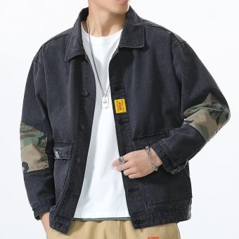 Dark denim military jacket