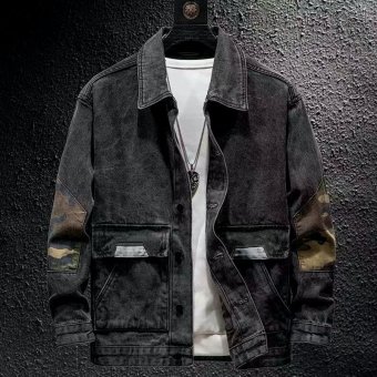 Dark denim military jacket