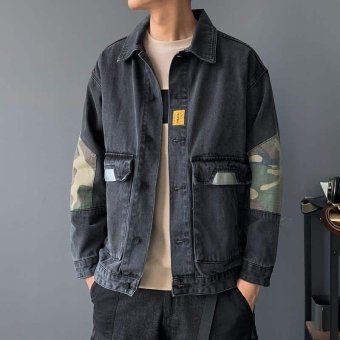 Dark denim military jacket
