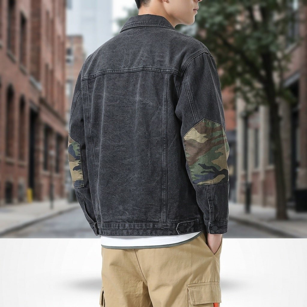 Dark denim military jacket