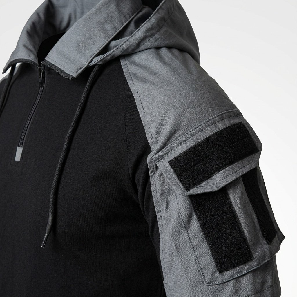 Short sleeve combat shirt with hood “Prizrak”