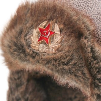 Leather russian winter hat