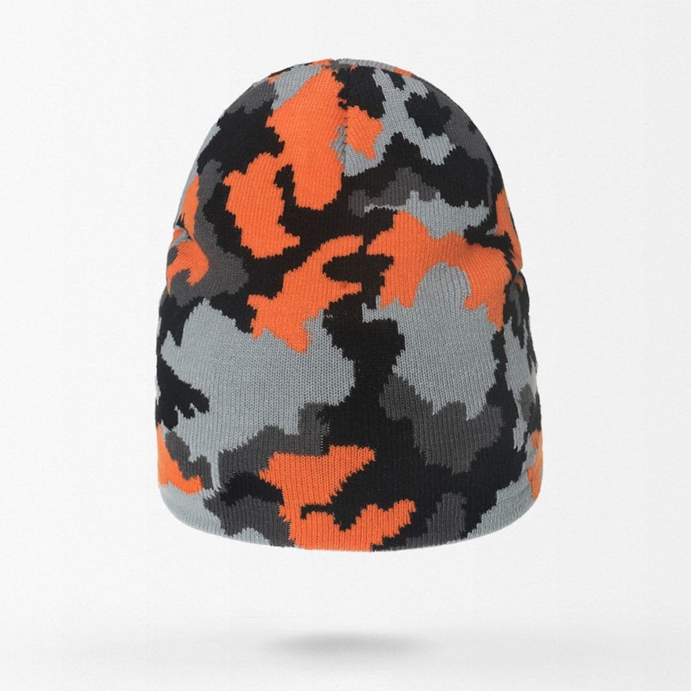 Orange camo knit beanie