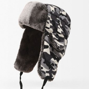 White camo trapper hat