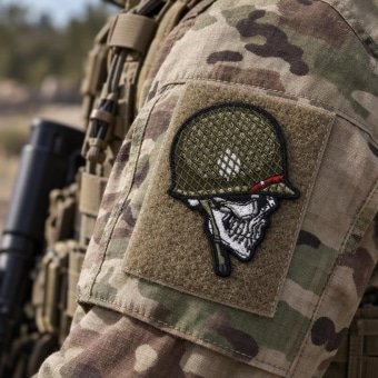 Skull with helmet patch