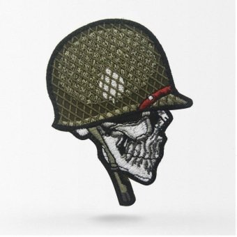 skull with helmet patch