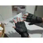 Gants tactiques demi-doigts en cuir photo review