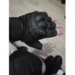 Gants tactiques demi-doigts en cuir photo review