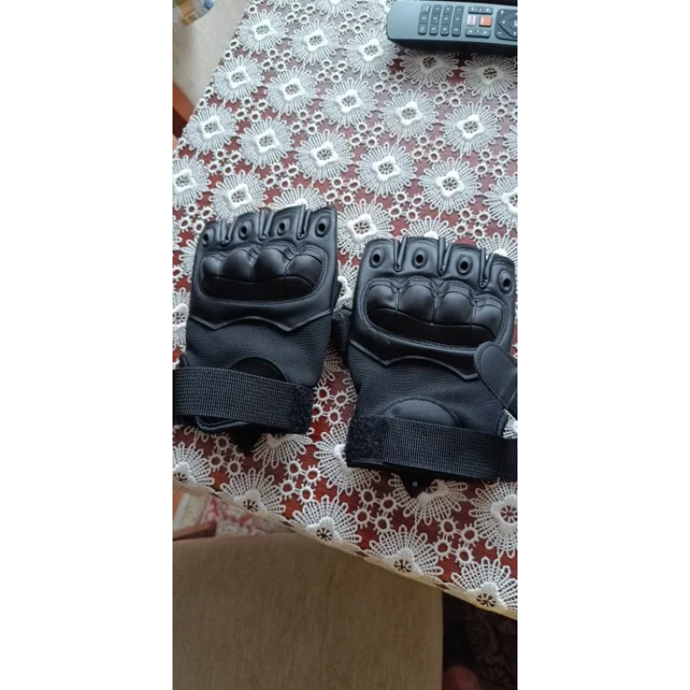 Gants tactiques demi-doigts en cuir photo review