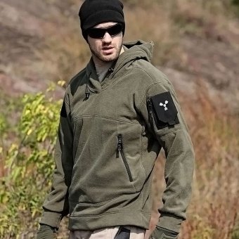Tactical fleece hoodie with pockets