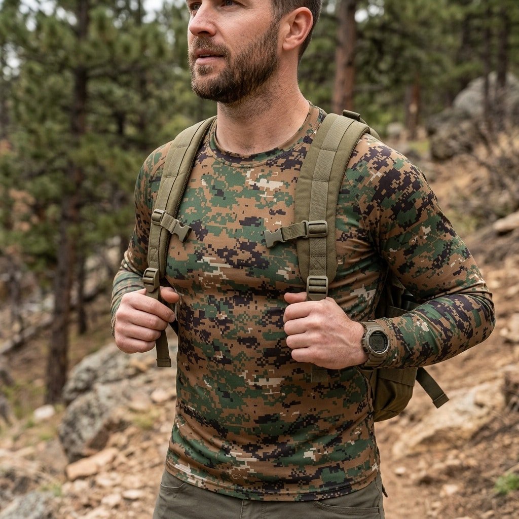 Digital camo military long sleeve
