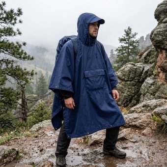 Waterproof military poncho navy blue