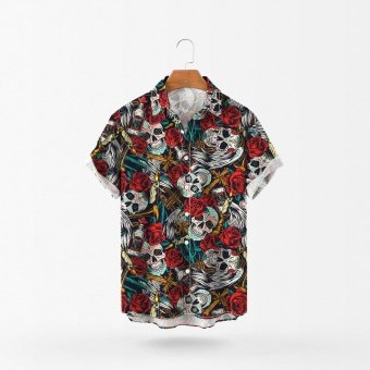 skull and cross hawaiian shirt