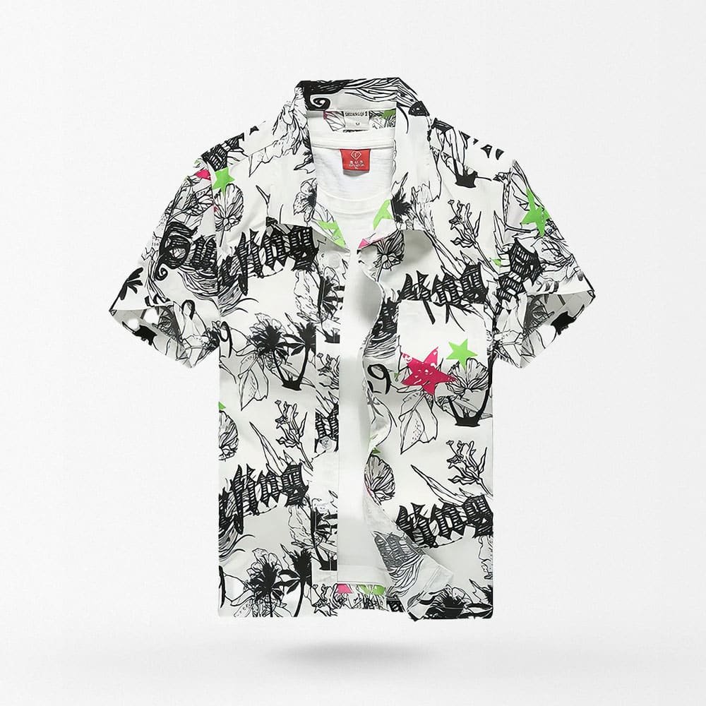 white hawaiian shirt summer gangsta