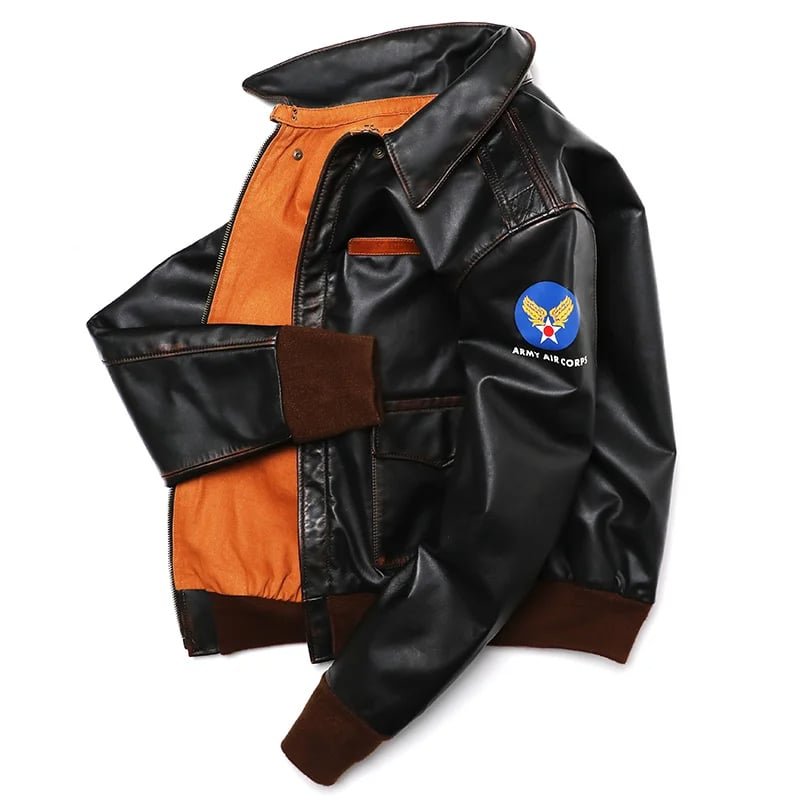 Flight jacket A2 Air Force Patch doublure orange – Image 5
