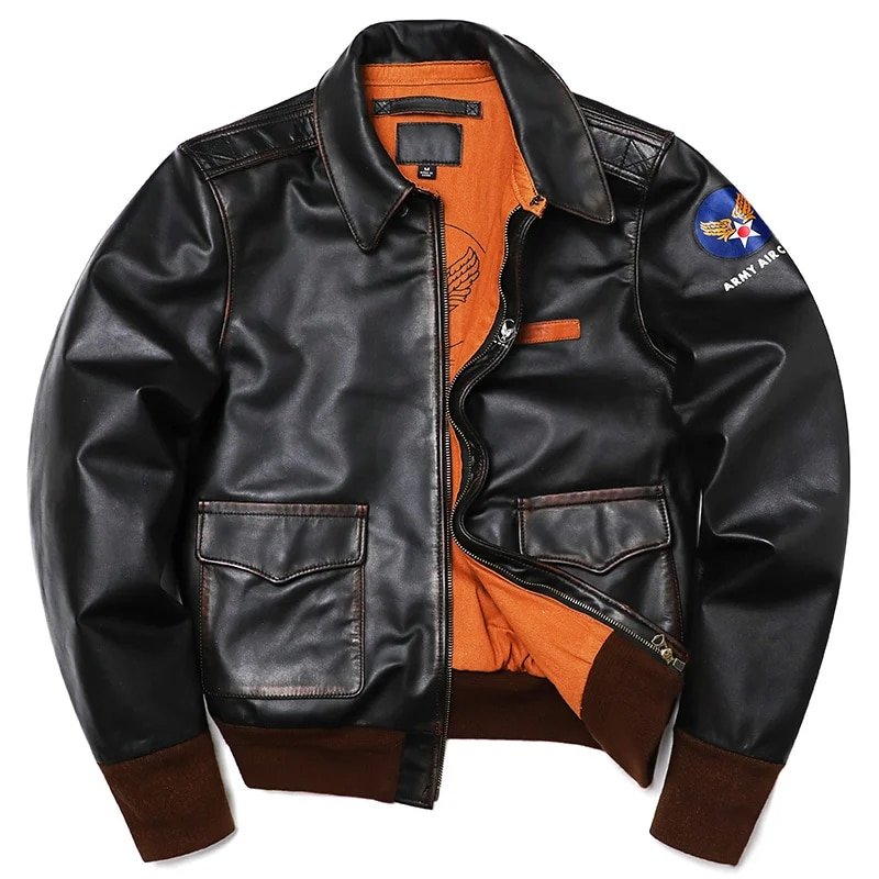 Flight jacket A2 Air Force Patch doublure orange – Image 2