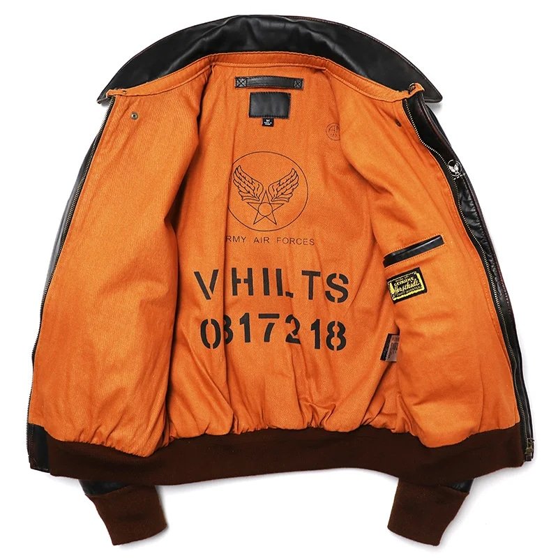 Flight jacket A2 Air Force Patch doublure orange – Image 3