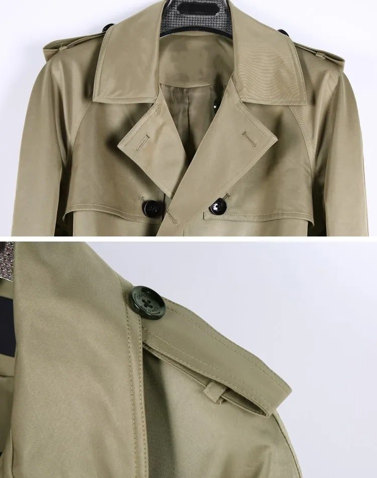 Belted military style trench coat