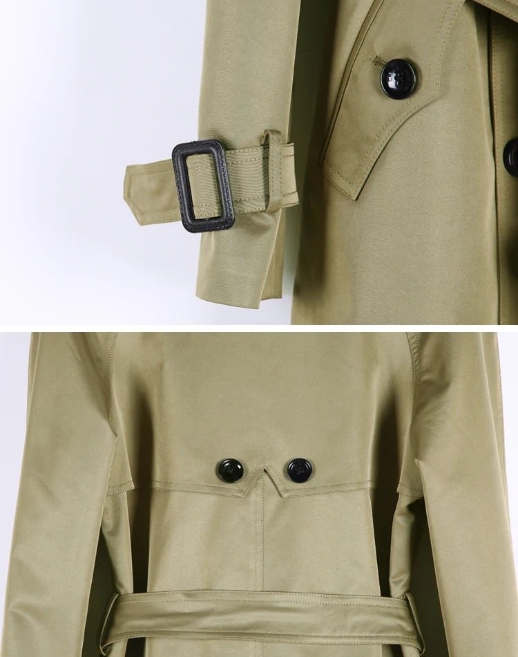 Belted military style trench coat