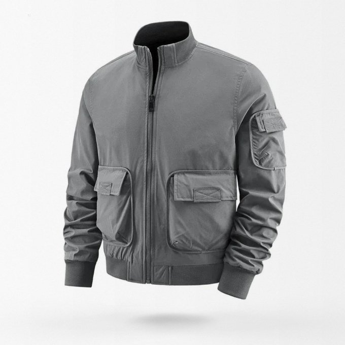 Bomber jacket cargo pockets with colar