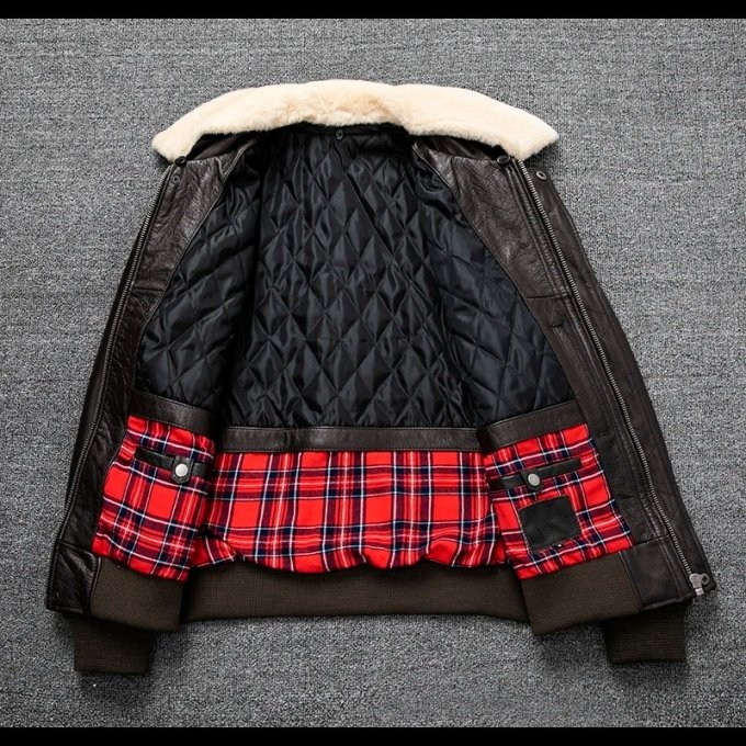 Flight jacket B3 with fur collar Brown