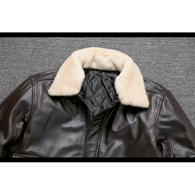Flight jacket B3 with fur collar Brown