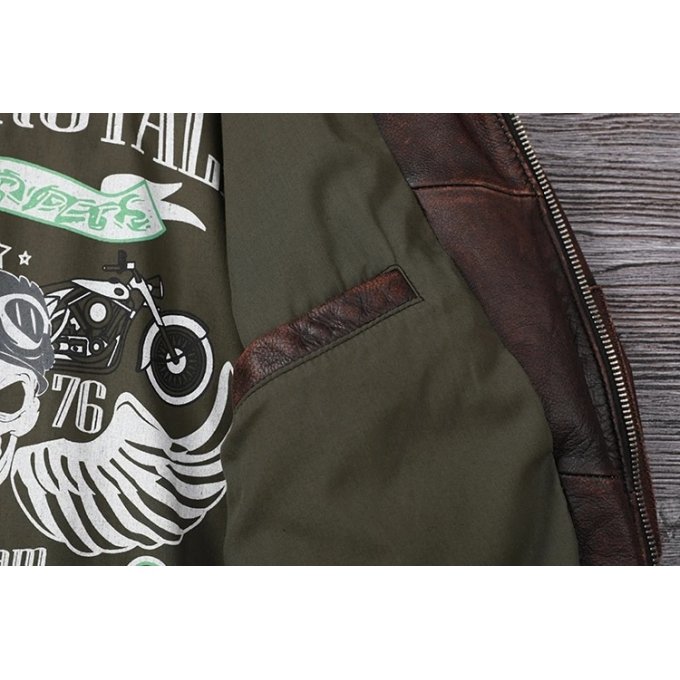Blouson aviateur vintage en cuir marron – Image 14