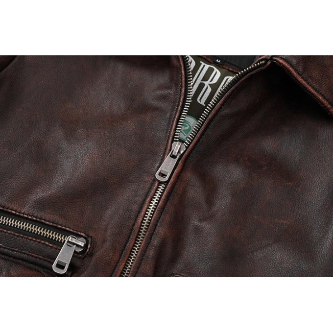 Blouson aviateur vintage en cuir marron – Image 13