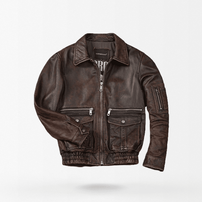 brown leather flight jacket vintage