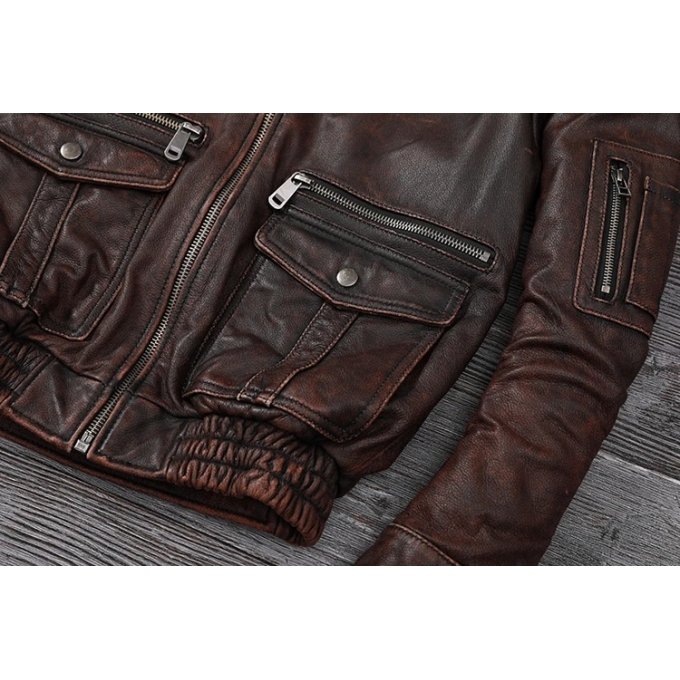 brown leather flight jacket vintage