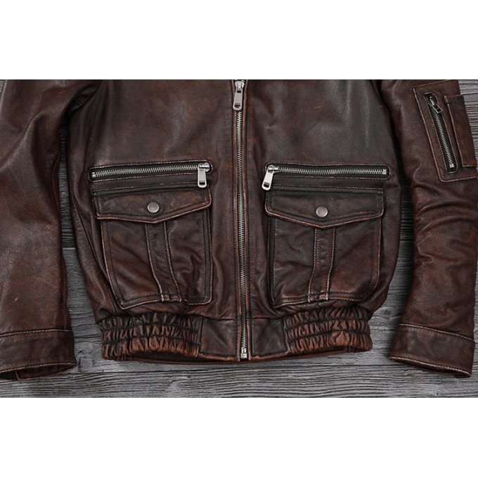 brown leather flight jacket vintage