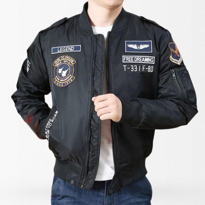 MA-1 flight jacket with patches Black