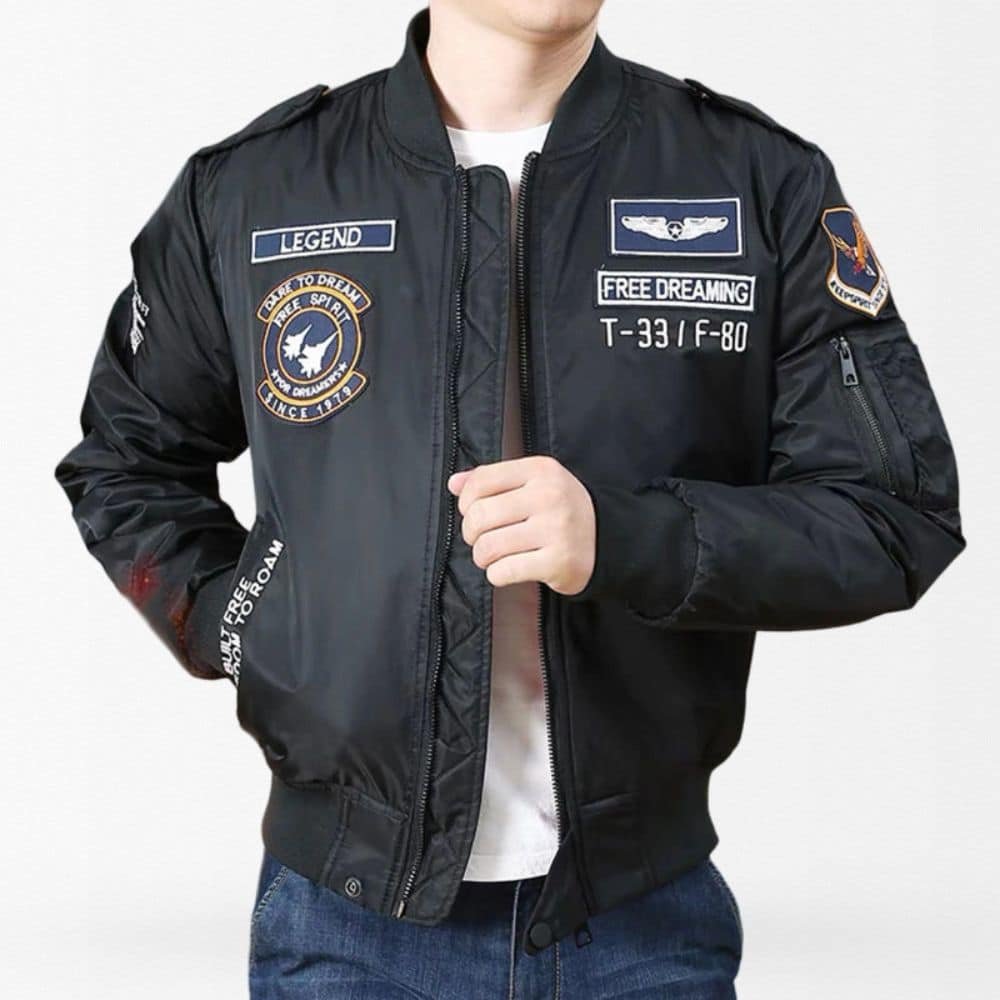 MA-1 flight jacket with patches Black