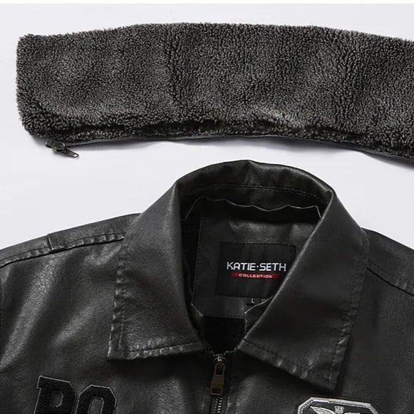 Men's Slim Fit Leather Bomber Jacket