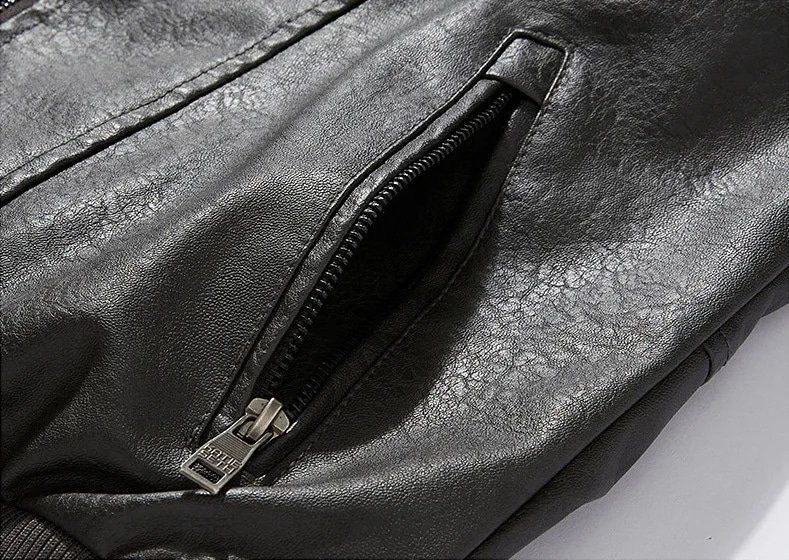 Men's Slim Fit Leather Bomber Jacket