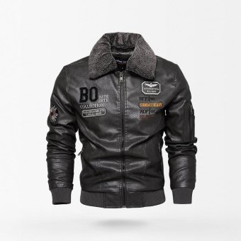 Men's Slim Fit Leather Bomber Jacket