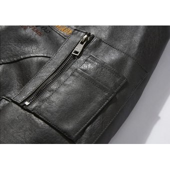 Men's Slim Fit Leather Bomber Jacket