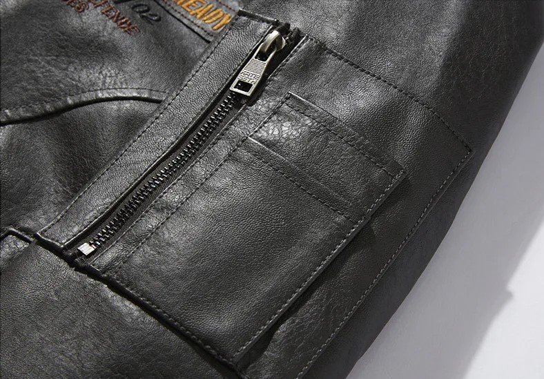 Men's Slim Fit Leather Bomber Jacket