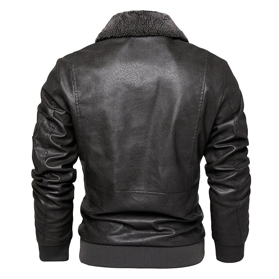 Men's Slim Fit Leather Bomber Jacket