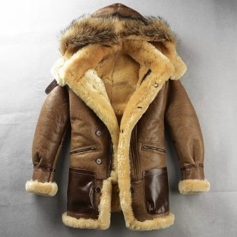 Men's military style sheepskin coat