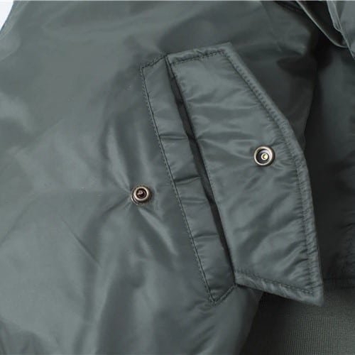 Military-Tactical-MA-1-Flight-Jacket-Green Button Clousere for Safe Keeping