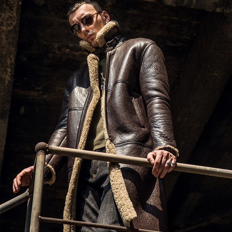 Military shearling coat