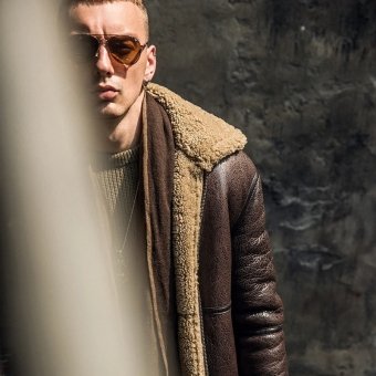 Military shearling coat