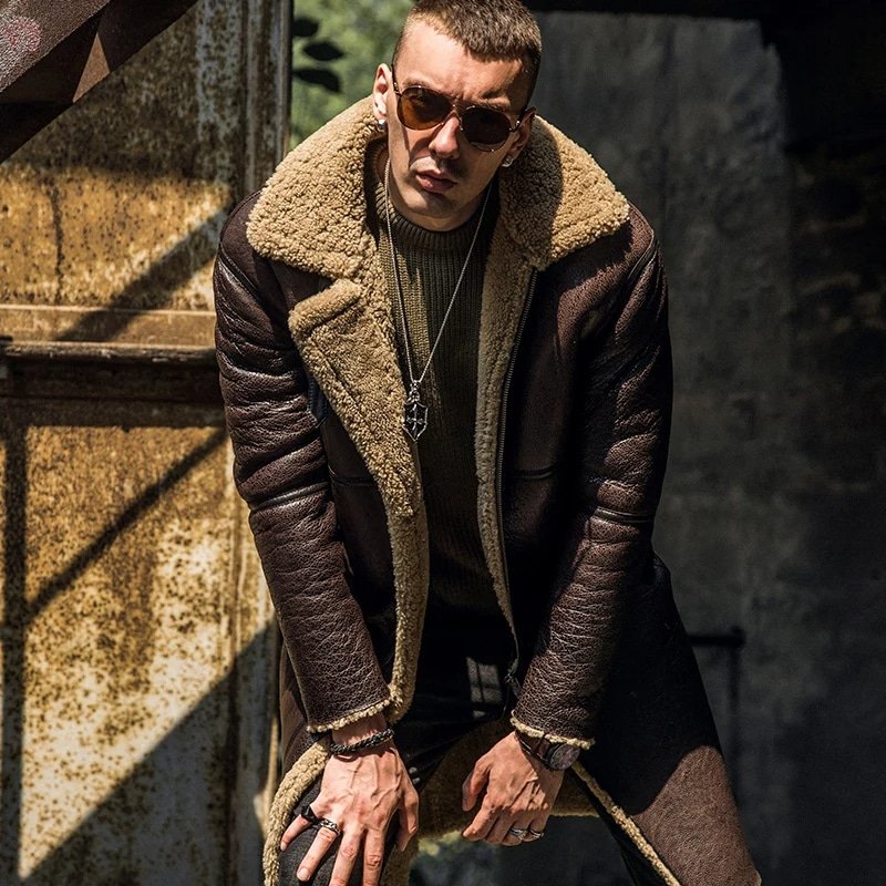 Military shearling coat