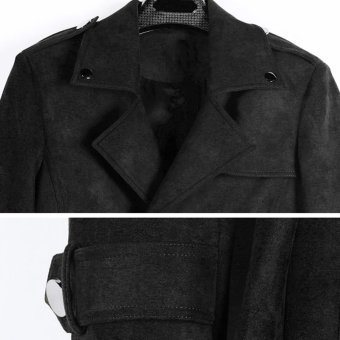 Military style suede trench coat